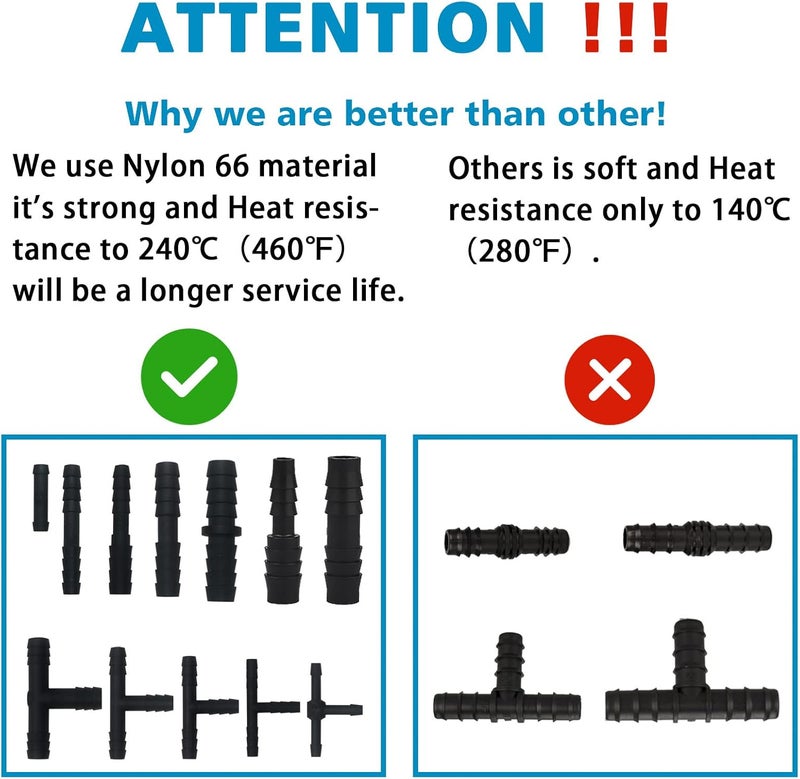 Easily 115 PCS Vacuum Connector Assortment Heat Resistance 240℃（460℉）12 Sizes Automotive Vacuum Tubing Connector Vacuum Tee Connector Assortment Kit (Black,Nylon) - Image 3